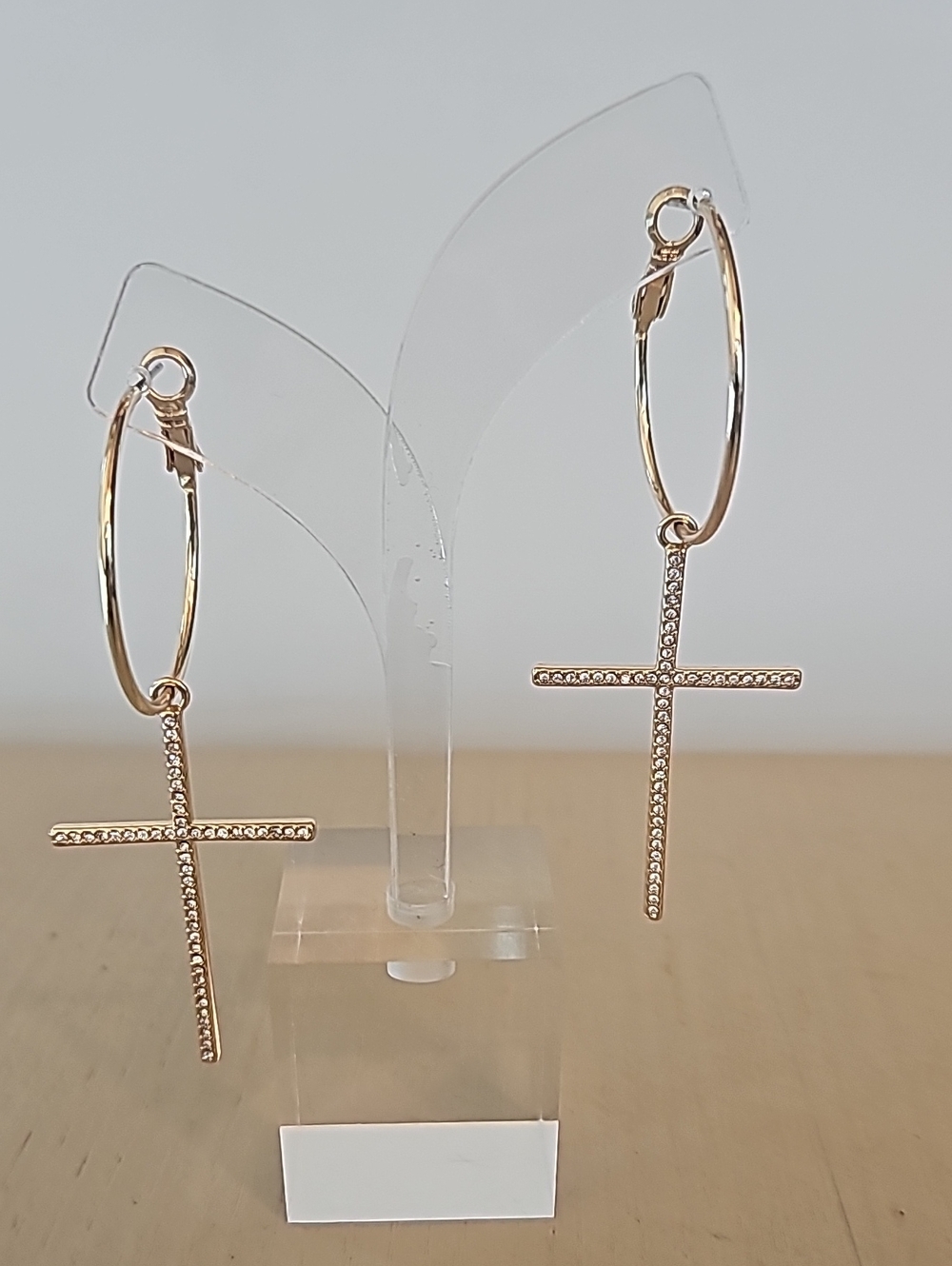 Aldo Gold Hoop Earrings with Cross Pendants